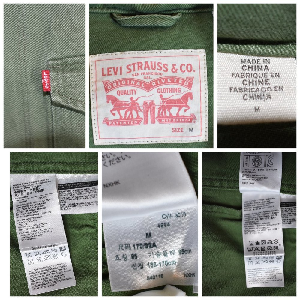 Levi's Medium Military Field Jacket Hidden Hood Army Green Parka - Picture 2 of 12